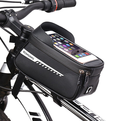 RZAHUAHU Waterproof Bike Phone Bag Bicycle Frame Bag Top Tube Touch Screen Cycling Phone Case for Cellphone Below 6.5 Inches