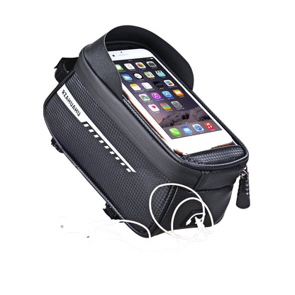 RZAHUAHU Waterproof Bike Phone Bag Bicycle Frame Bag Top Tube Touch Screen Cycling Phone Case for Cellphone Below 6.5 Inches