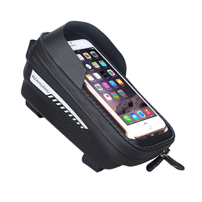 RZAHUAHU Waterproof Hard Shell Bike Phone Bag Bicycle Frame Top Tube Touch Screen Cycling Phone Case for Cellphone Below 6.5 Inches