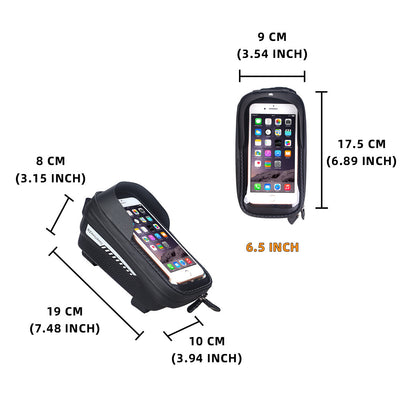 RZAHUAHU Waterproof Hard Shell Bike Phone Bag Bicycle Frame Top Tube Touch Screen Cycling Phone Case for Cellphone Below 6.5 Inches