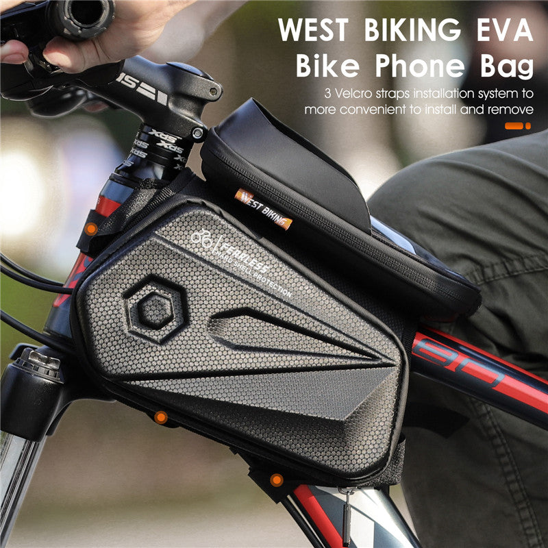 WEST BIKING 6.5inch Touch Screen Phone Bag Waterproof MTB Road Bike Top Tube Frame Bag