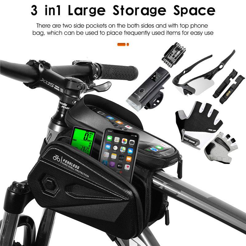 WEST BIKING 6.5inch Touch Screen Phone Bag Waterproof MTB Road Bike Top Tube Frame Bag