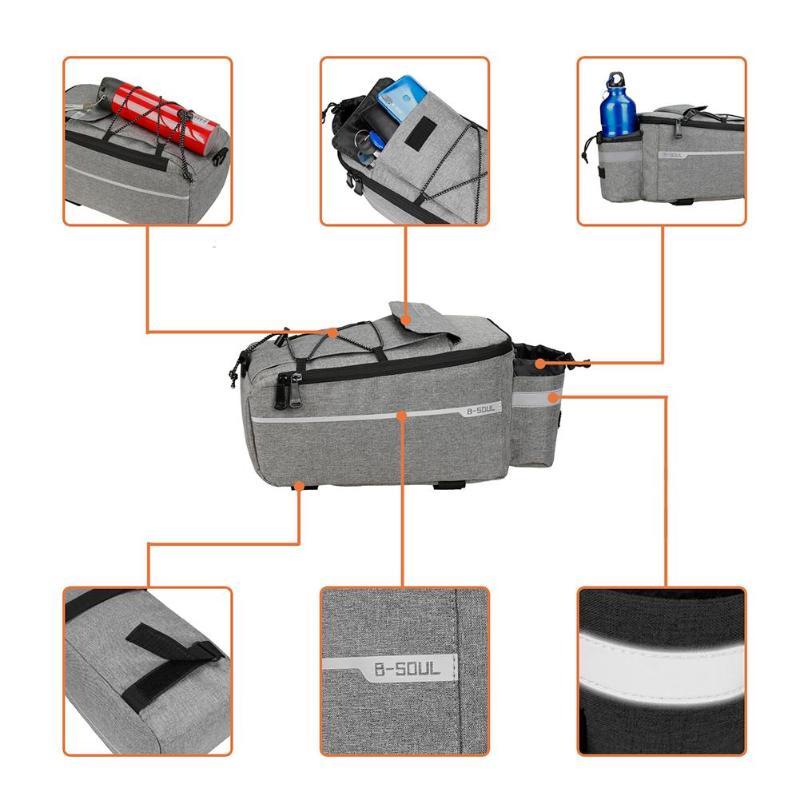 B-SOUL 10L Bicycle MTB Bike Waterproof Insulation Bag Rear Rack Tail Pannier Pack Cycling Bottle Holder Storage Bag