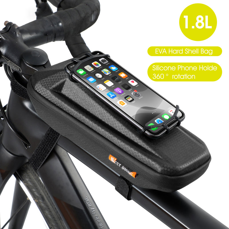 WEST BIKING YP0707263 Cycling EVA Bicycle Waterproof Front Frame Top Tube Handlebar Bag Case with Phone Holder