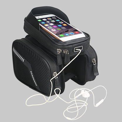 Waterproof Cycling Bike Front Frame Bag 7.2-inch Phone Touchscreen Visor Pouch Bicycle Top Tube Storage Bag