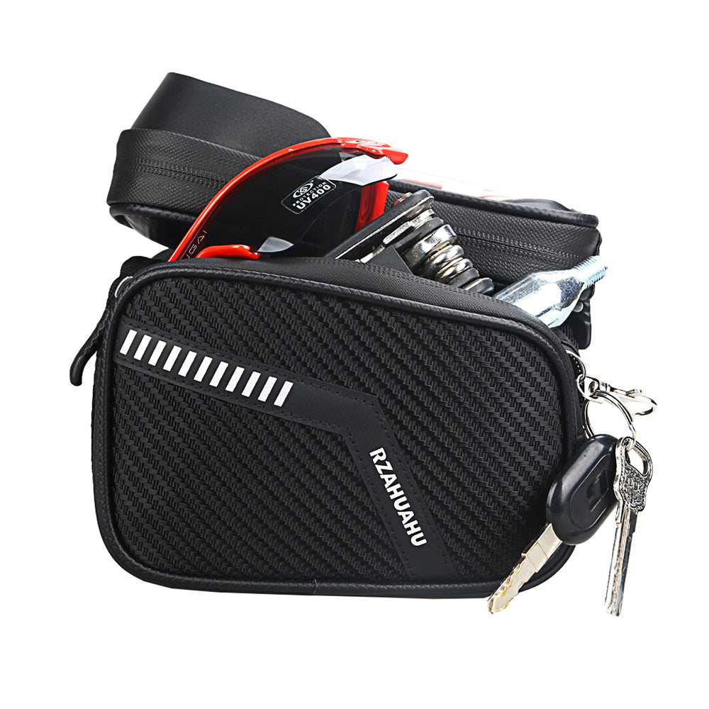 Waterproof Cycling Bike Front Frame Bag 7.2-inch Phone Touchscreen Visor Pouch Bicycle Top Tube Storage Bag