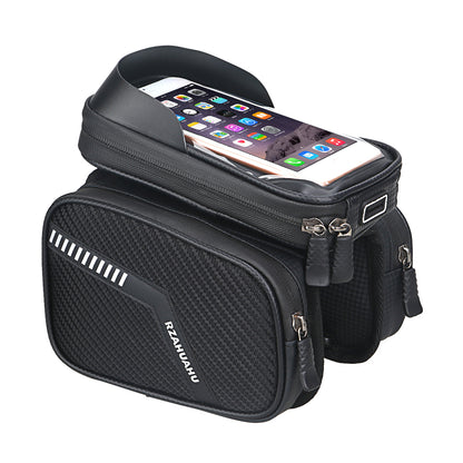 Waterproof Cycling Bike Front Frame Bag 7.2-inch Phone Touchscreen Visor Pouch Bicycle Top Tube Storage Bag