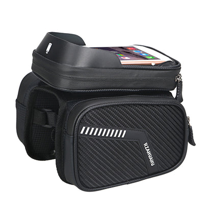 Waterproof Cycling Bike Front Frame Bag 7.2-inch Phone Touchscreen Visor Pouch Bicycle Top Tube Storage Bag