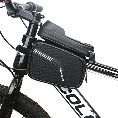 RZAHUAHU Waterproof Cycling Bike Front Frame Bag Touch Screen Visor Phone Pouch Bicycle Top Tube Storage Bag