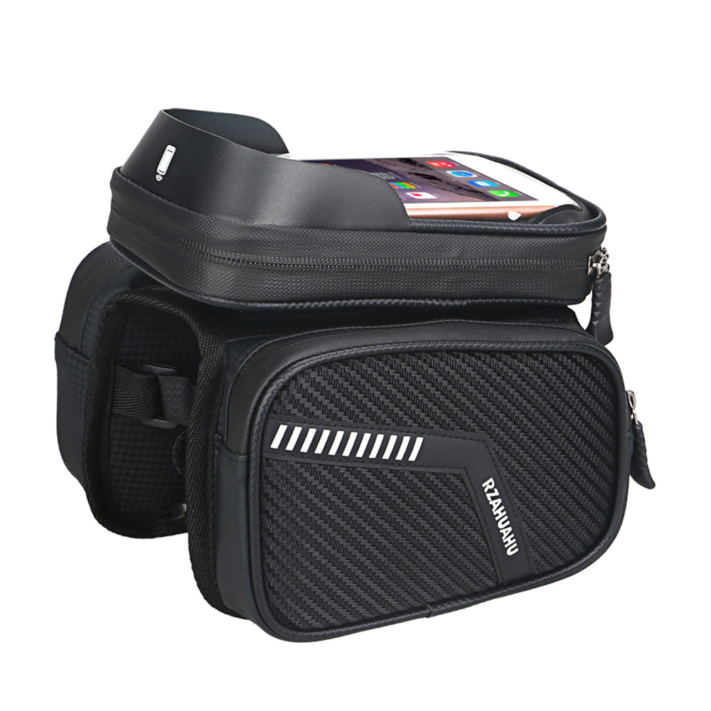 RZAHUAHU Waterproof Cycling Bike Front Frame Bag Touch Screen Visor Phone Pouch Bicycle Top Tube Storage Bag