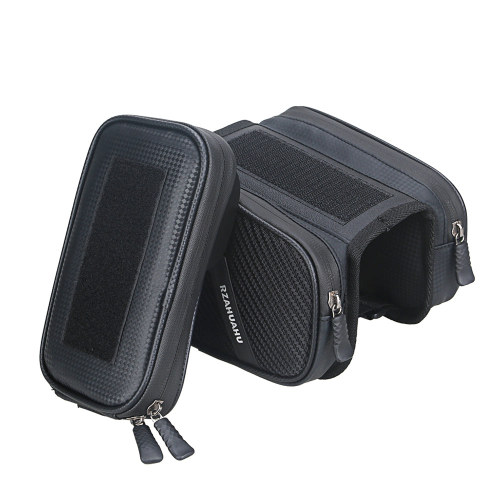 RZAHUAHU Waterproof Cycling Bike Front Frame Bag Touch Screen Visor Phone Pouch Bicycle Top Tube Storage Bag