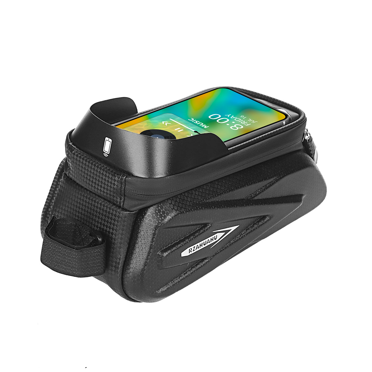 RZAHUAHU MTB Road Bicycle Top Tube Bag Waterproof EVA Hard Shell Bike Front Beam Touch Screen 7.2 inch Phone Holder Storage Bag