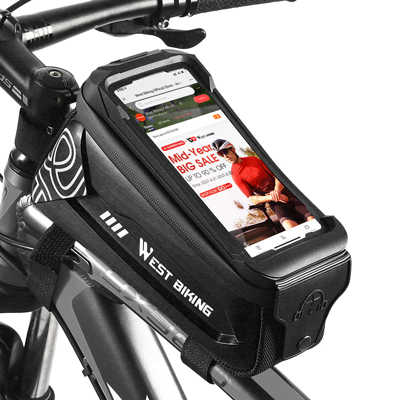 WEST BIKING YP0707275 2.5L Bike Bicycle Top Tube Bag Front Beam Touch Screen Phone Holder Storage Bag