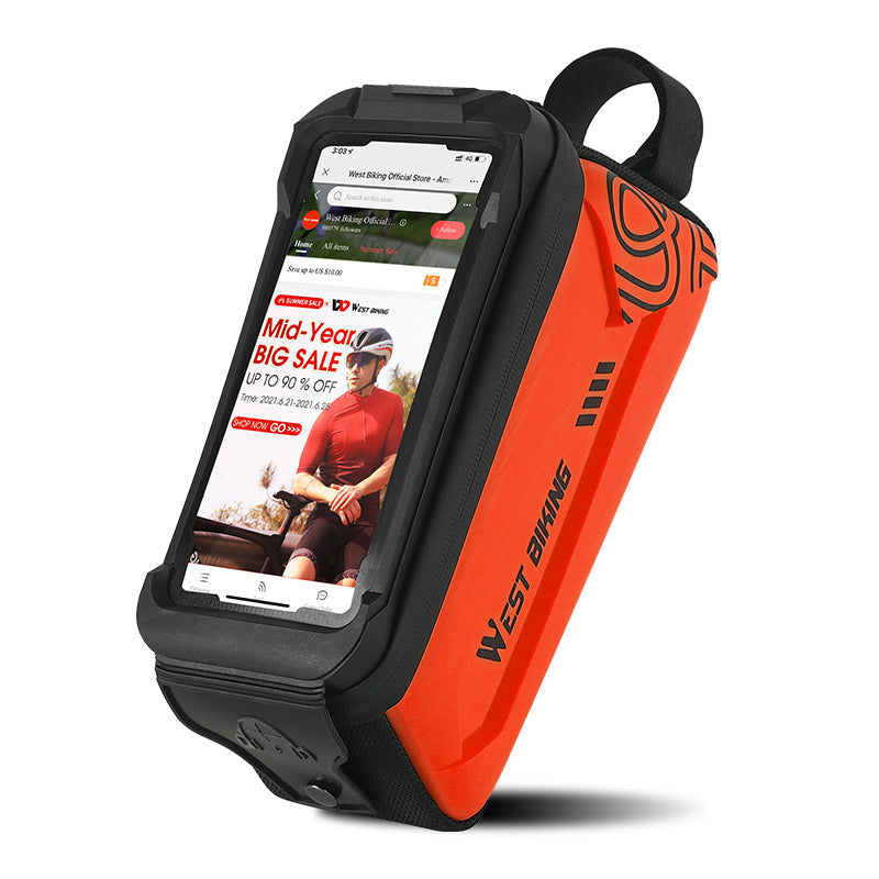 WEST BIKING YP0707275 2.5L Bike Bicycle Top Tube Bag Front Beam Touch Screen Phone Holder Storage Bag