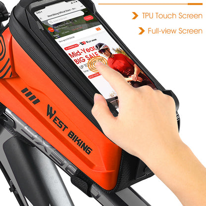 WEST BIKING YP0707275 2.5L Bike Bicycle Top Tube Bag Front Beam Touch Screen Phone Holder Storage Bag