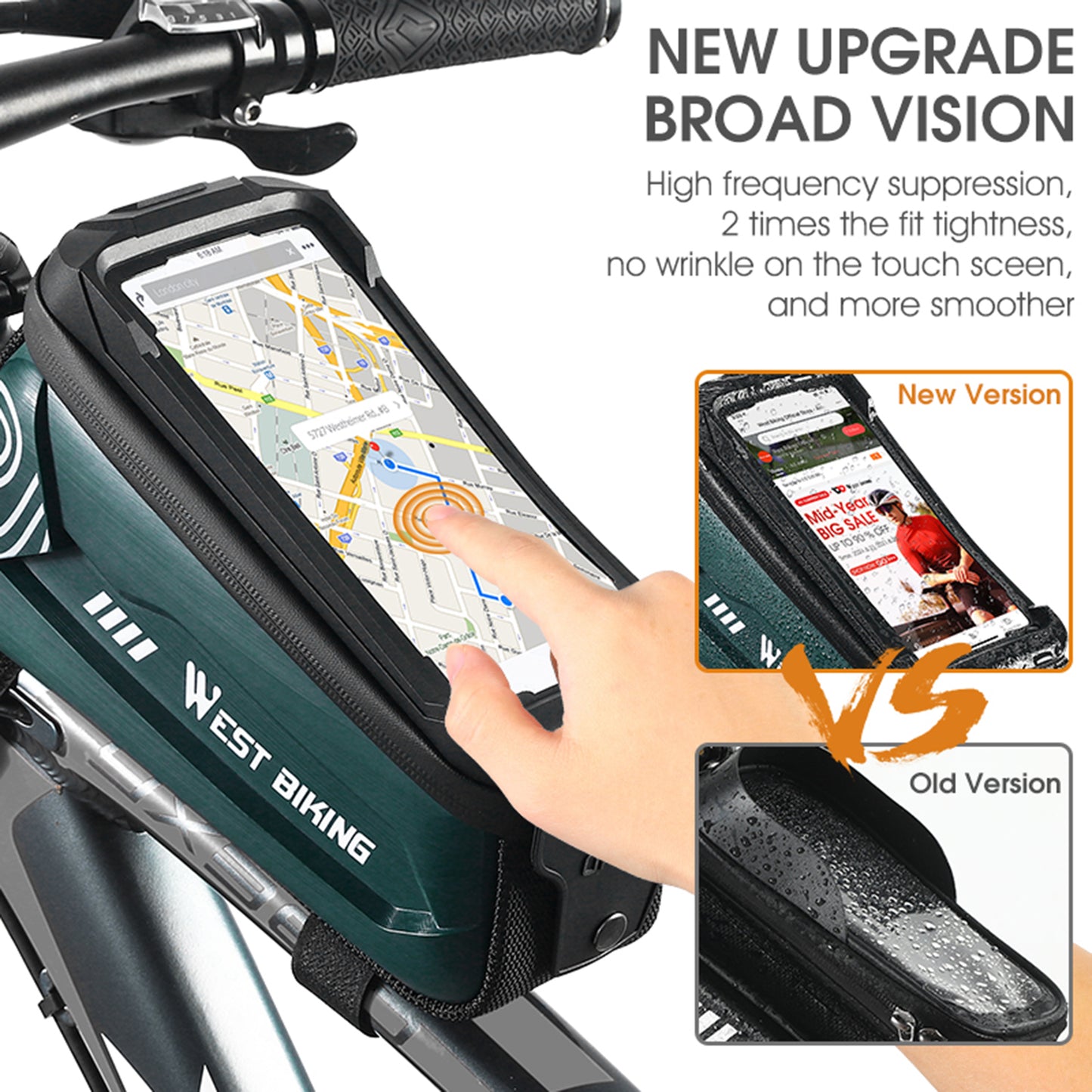 WEST BIKING YP0707275 2.5L Bike Bicycle Top Tube Bag Front Beam Touch Screen Phone Holder Storage Bag