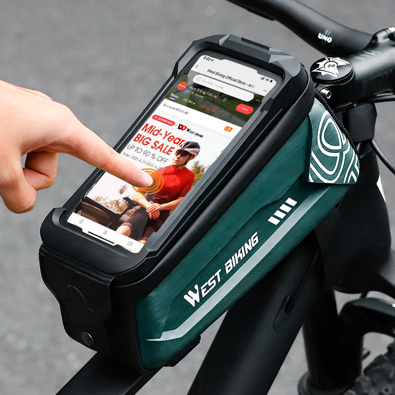 WEST BIKING YP0707275 2.5L Bike Bicycle Top Tube Bag Front Beam Touch Screen Phone Holder Storage Bag