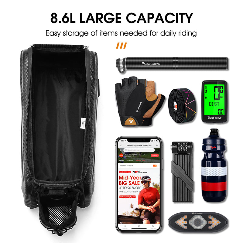 WEST BIKING YP0707281 Bike Trunk Bag Waterproof Saddle Bag Bicycle Rack Rear Carrier Bag Commuter Bike Luggage Bag Pannier