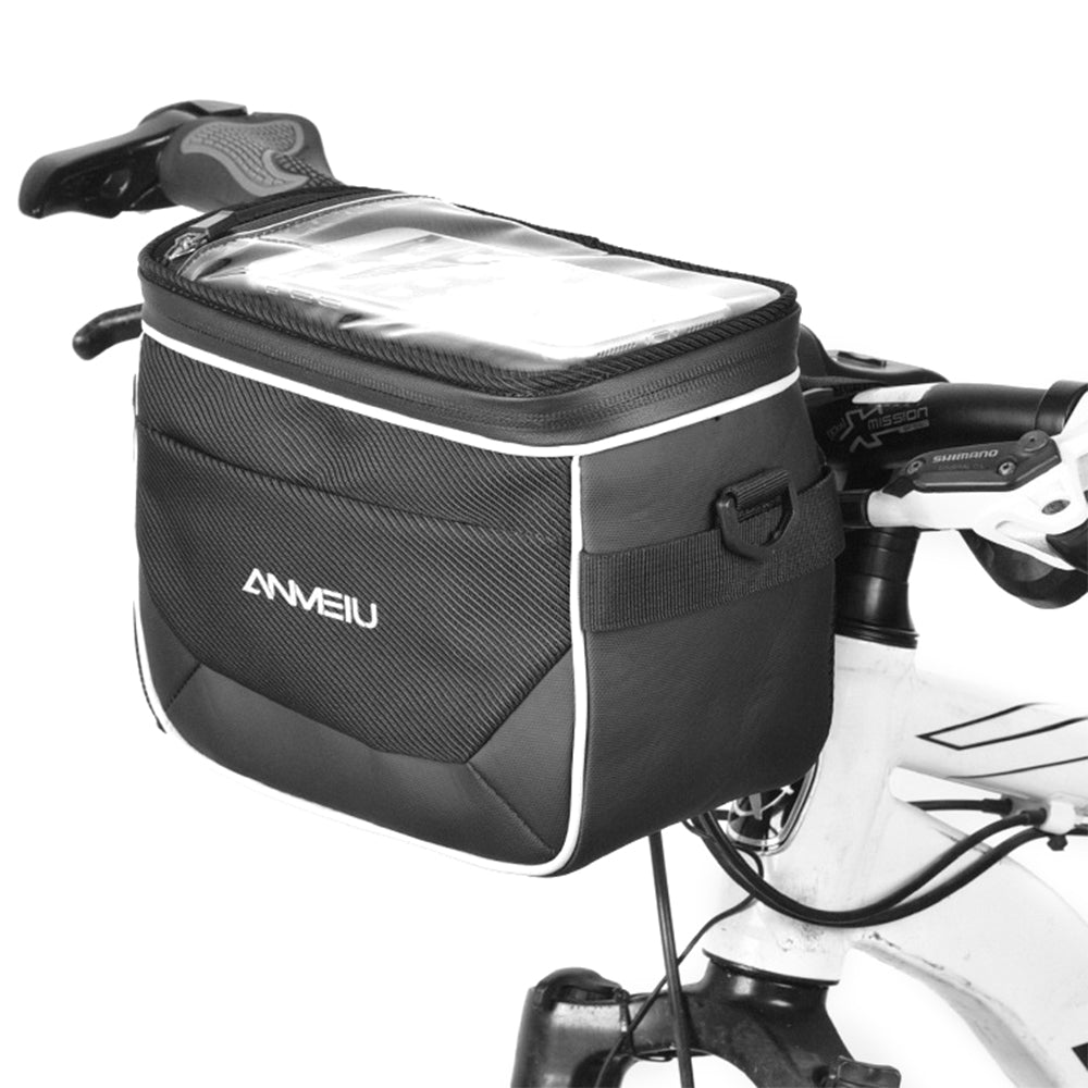 ANMEILU 7020 Bike Handlebar Bag Bicycle Front Bag Pack Messenger Bag 6.5'' Cell Phone Storage Bag with Clear Touch Screen and Shoulder Strap