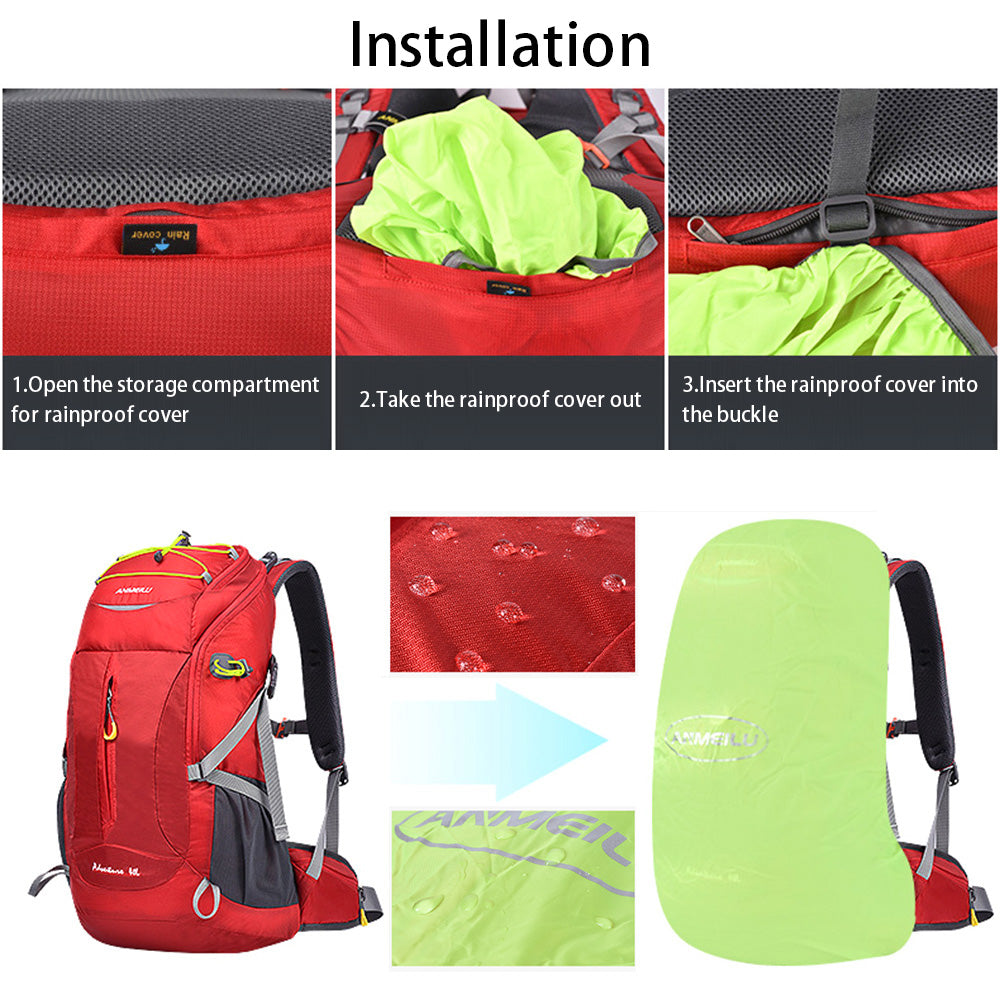 ANMEILU 1040 Waterproof 40L Outdoor Camping Hiking Backpack Breathable Rucksack with Survival Whistle