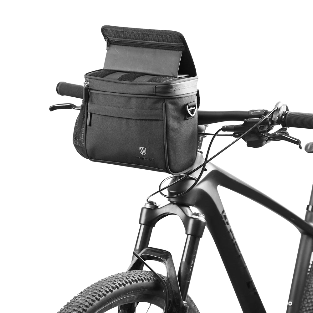 WHEEL UP D47 Bicycle Front Tube Bag Multifunction Bike Frame Bag Shoulder Bag Cycling Accessories with Clear Touch Screen and Kickstand Holder