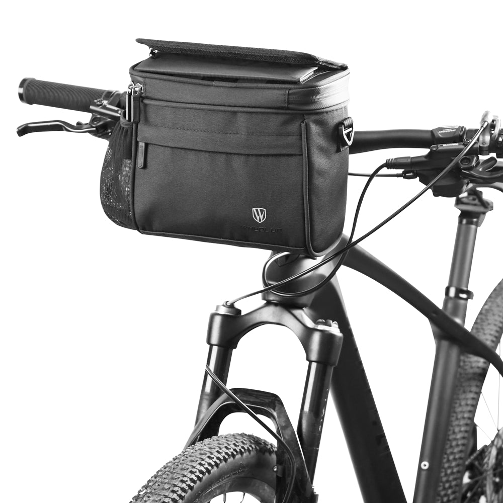 WHEEL UP D47 Bicycle Front Tube Bag Multifunction Bike Frame Bag Shoulder Bag Cycling Accessories with Clear Touch Screen and Kickstand Holder