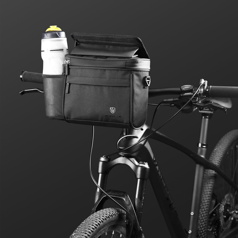 WHEEL UP D47 Bicycle Front Tube Bag Multifunction Bike Frame Bag Shoulder Bag Cycling Accessories with Clear Touch Screen and Kickstand Holder