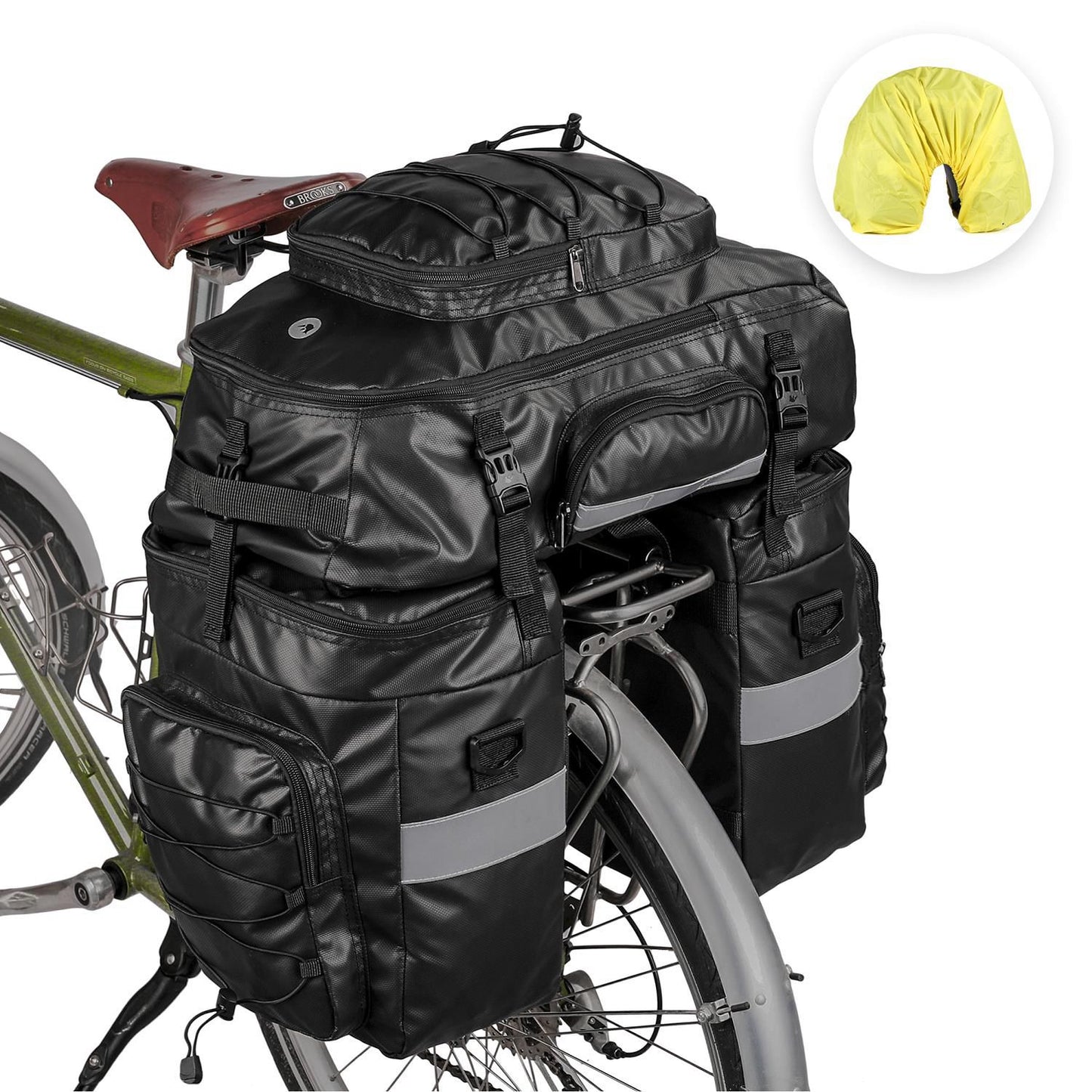 RHINOWALK X21606 Bike Bag 3-in-1 Bike Pannier Bag 65L Bicycle Rack Trunks Rear Seat Carrier Pack Multifunction Bicycle Bag Daypack Backpack