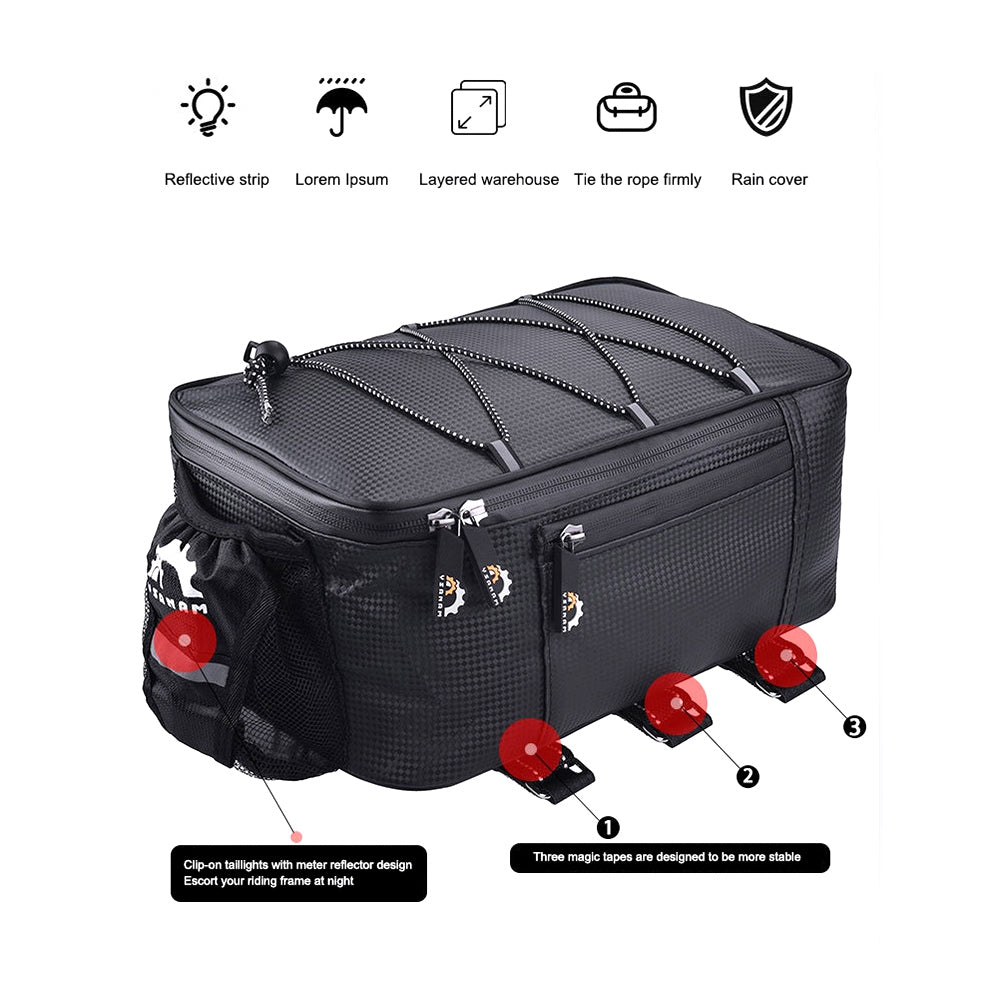 YSANAM YS01S 8L Cycling Bike Rear Bag Rack Waterproof Mountain Road Bicycle Pannier Luggage Carrier