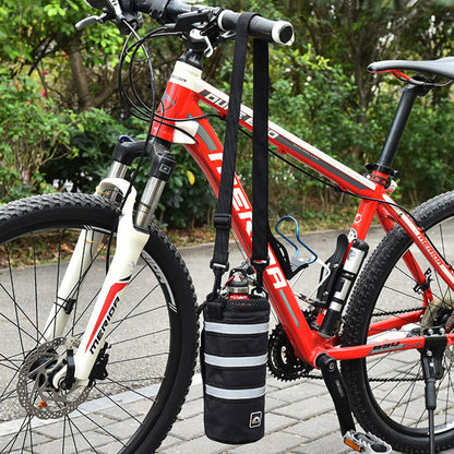 YSANAM YS013 Bike Handlebar Front Water Bottle Bag Insulation Drawstring Bottle Holder Bag with Shoulder Strap