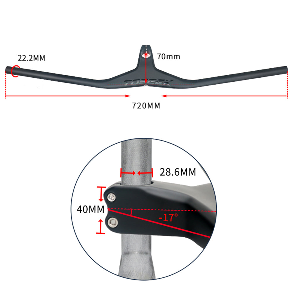 TOSEEK One-Piece Full Carbon Fiber Handlebar (70*720mm)