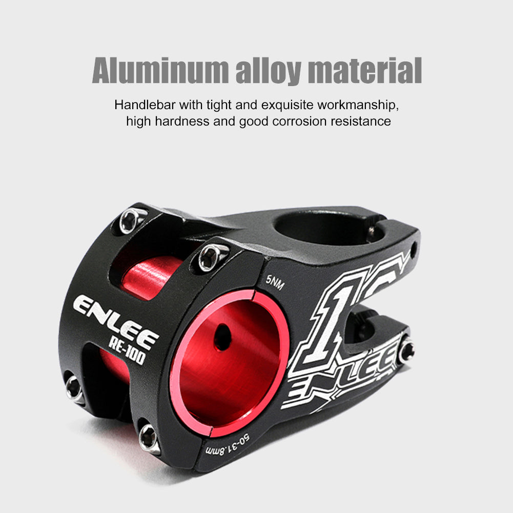 ENLEE 31.8-35 x 50mm Aluminum Alloy Bike Stem Mountain Bike Hollow MTB Bicycle Short Handlebar Stems Heightening Stems Cycling Parts