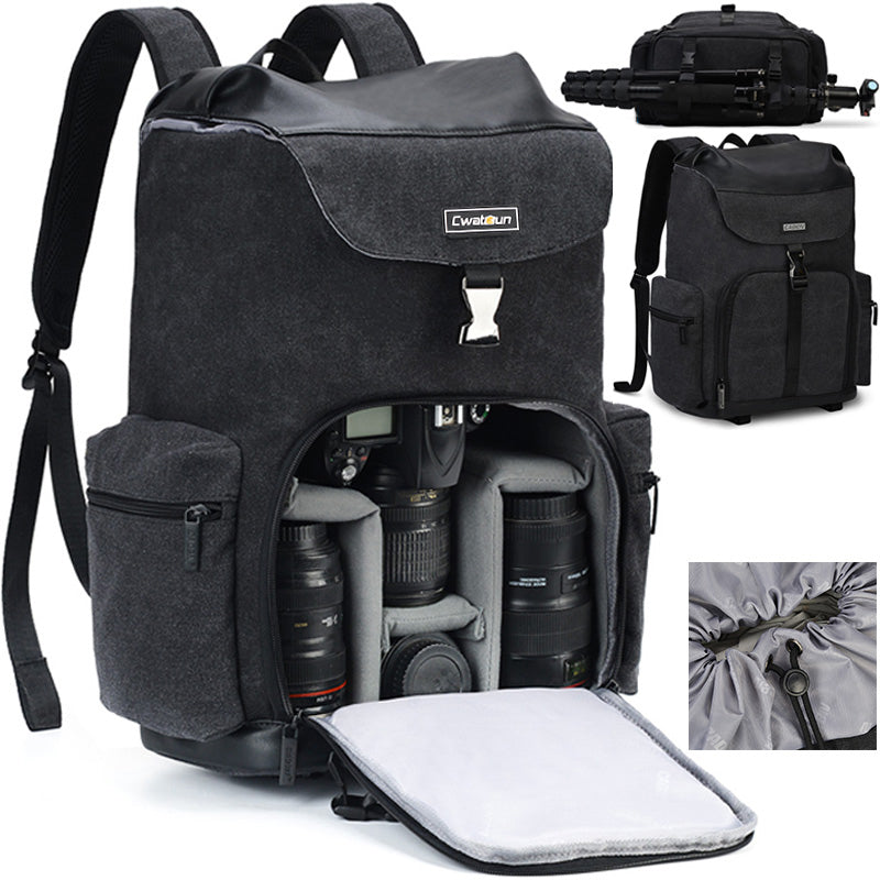 CADEN M8 for Nikon Canon Sony Large Capacity Canvas Shoulder Bag DSLR Camera Lens Tripod Backpack