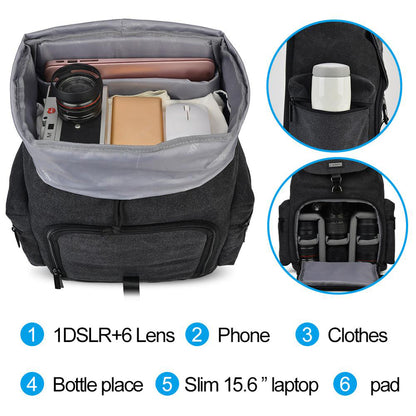 CADEN M8 for Nikon Canon Sony DSLR Camera Lens Tripod Backpack Shockproof Canvas Shoulder Bag