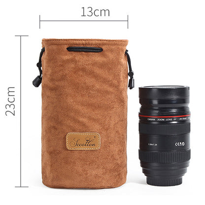 JCCOTTON FB-00001 For Canon Nikon Sony Wear-resistant Drawstring Bag Camera Lens Protection Sleeve Pouch, Size: M