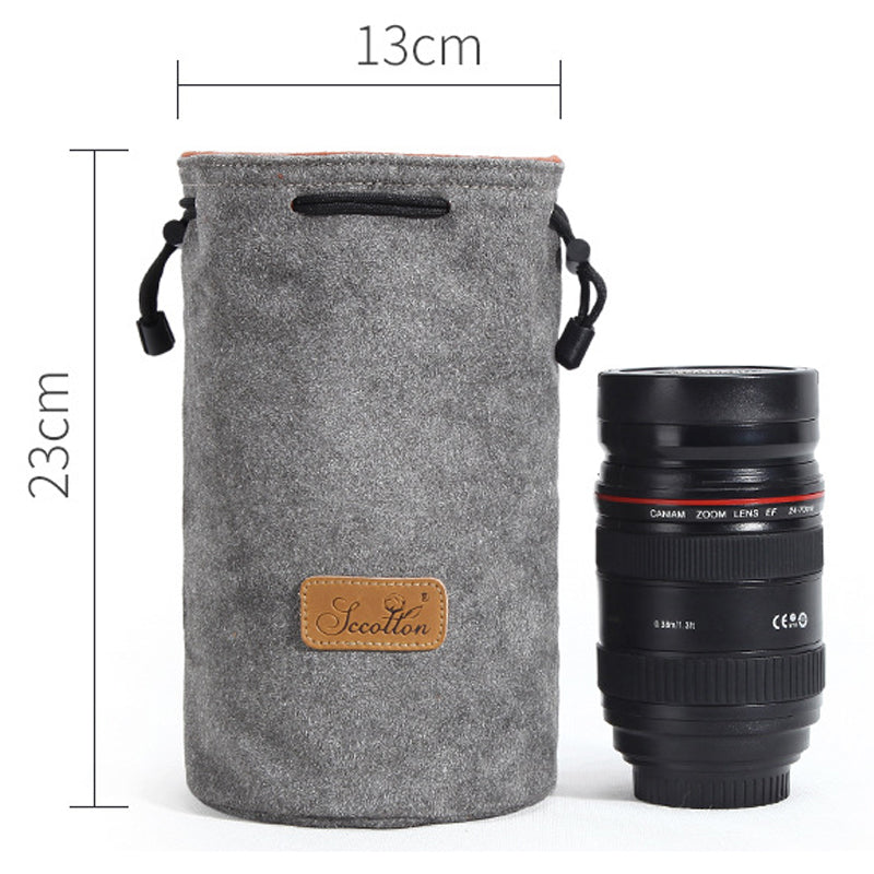 JCCOTTON FB-00001 For Canon Nikon Sony Wear-resistant Drawstring Bag Camera Lens Protection Sleeve Pouch, Size: M