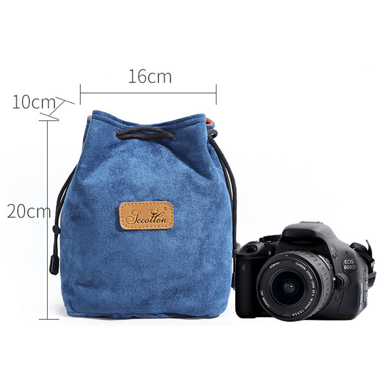 JCCOTTON FB-00001 Anti-scratch Drawstring Lens Carrying Bag for Canon Nikon DSLR Camera Storage Bag, Square/Size M