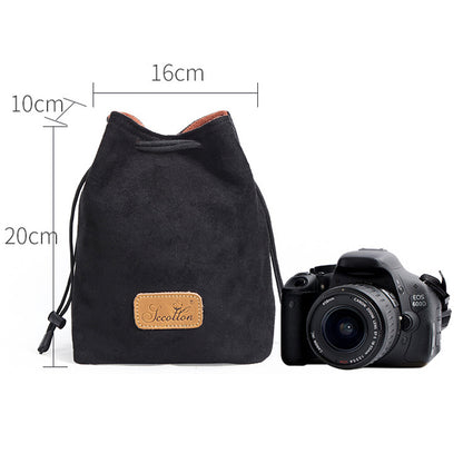 JCCOTTON FB-00001 Anti-scratch Drawstring Lens Carrying Bag for Canon Nikon DSLR Camera Storage Bag, Square/Size M