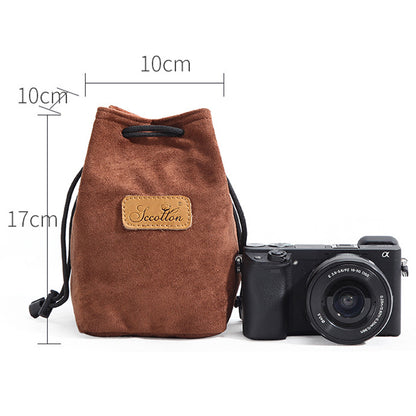 JCCOTTON FB-00001 for Canon Nikon DSLR Camera Bag  Shockproof Drawstring Lens Carrying Bag, Square/Size S