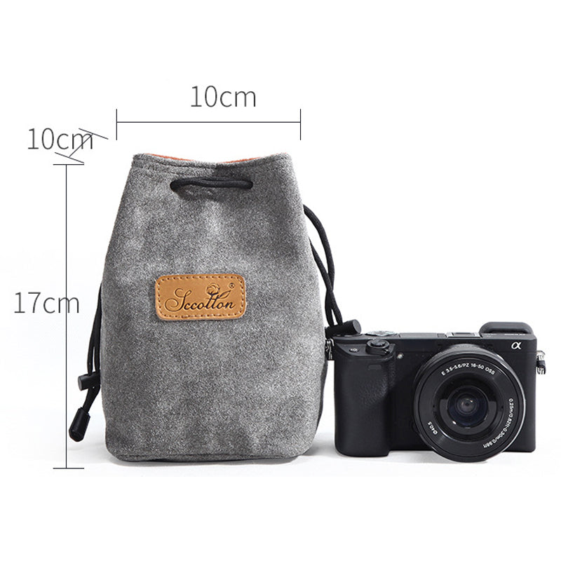 JCCOTTON FB-00001 for Canon Nikon DSLR Camera Bag  Shockproof Drawstring Lens Carrying Bag, Square/Size S