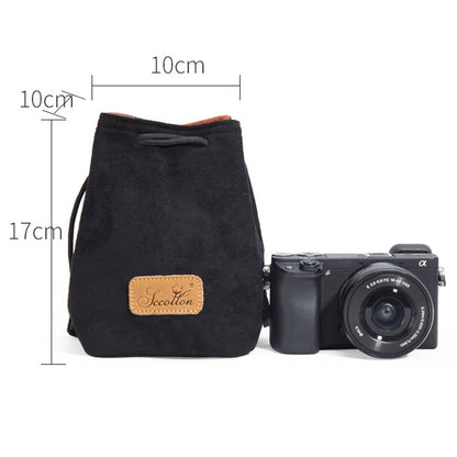 JCCOTTON FB-00001 for Canon Nikon DSLR Camera Bag  Shockproof Drawstring Lens Carrying Bag, Square/Size S