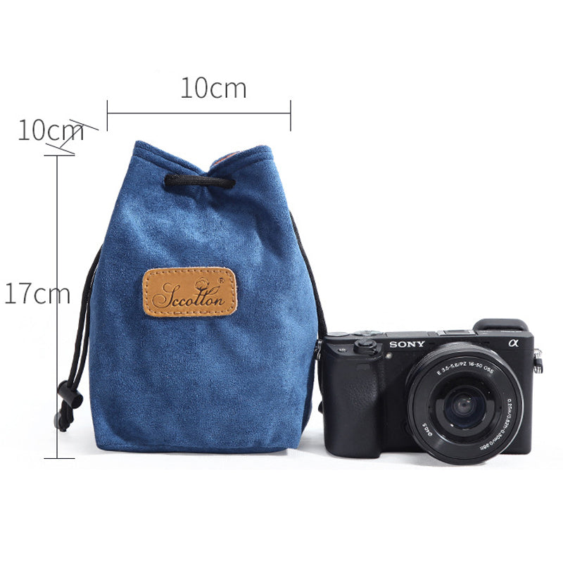 JCCOTTON FB-00001 for Canon Nikon DSLR Camera Bag  Shockproof Drawstring Lens Carrying Bag, Square/Size S