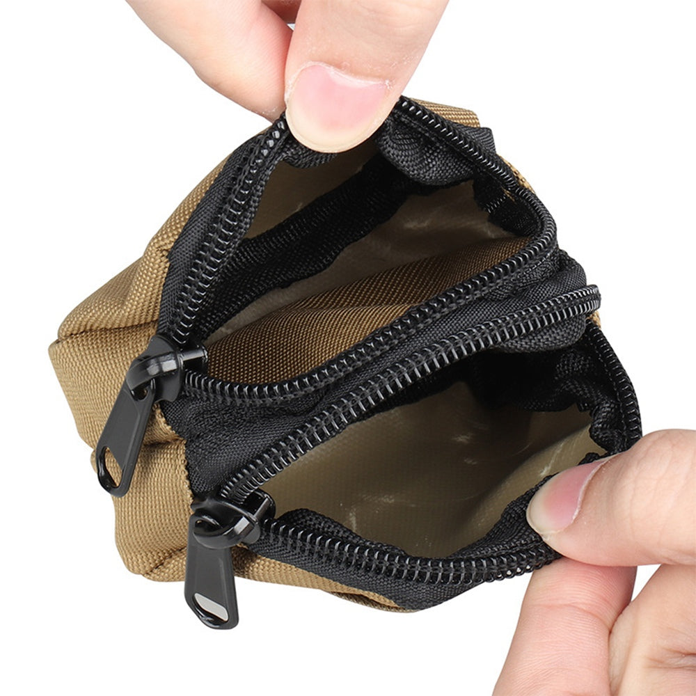 H25 Outdoor Tactical Sports Waist Bag Dual Pockets 1000D Nylon Mini Coin Keys Storage Pouch