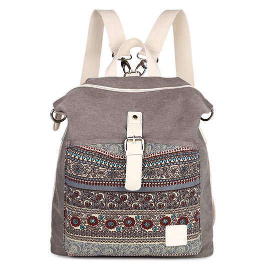 CANVASARTISAN T29-3 Ethnic Style Canvas Backpack School Bag Travel Daypack Shoulders Bag