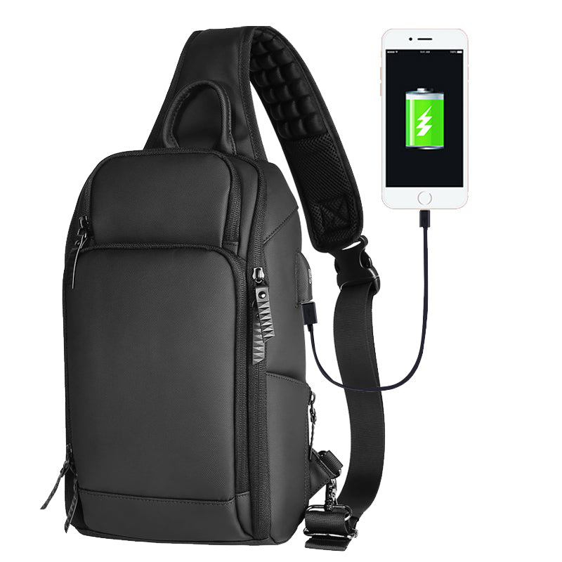 ROWE 8292 Men Casual Chest Bag USB Charging Crossbody Shoulder Bag for iPad mini 7.9-inch