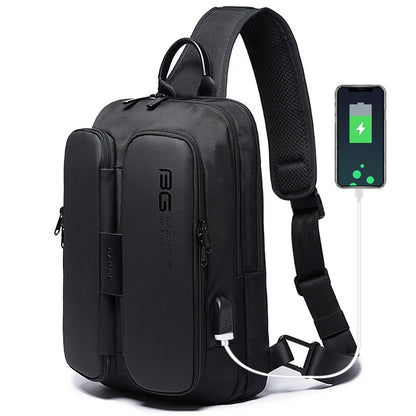 BANGE BG-7079 USB Charging Crossbody Bag with Anti-theft Pocket Oxford Cloth Chest Pack