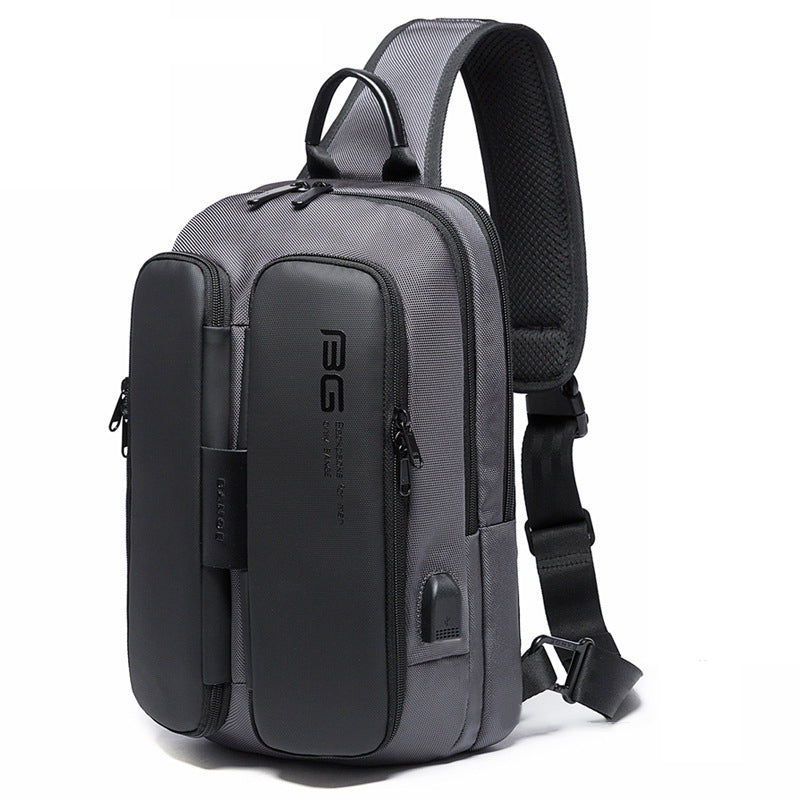 BANGE BG-7079 USB Charging Crossbody Bag with Anti-theft Pocket Oxford Cloth Chest Pack