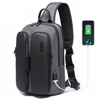 BANGE BG-7079 USB Charging Crossbody Bag with Anti-theft Pocket Oxford Cloth Chest Pack