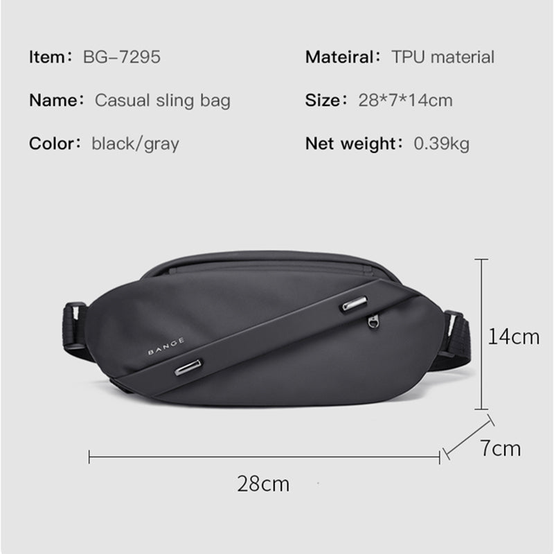 BANGE BG-7295 Men Chest Bag Waterproof Crossbody Shoulder Bag with Eyeglasses Hook and Anti-theft Pocket