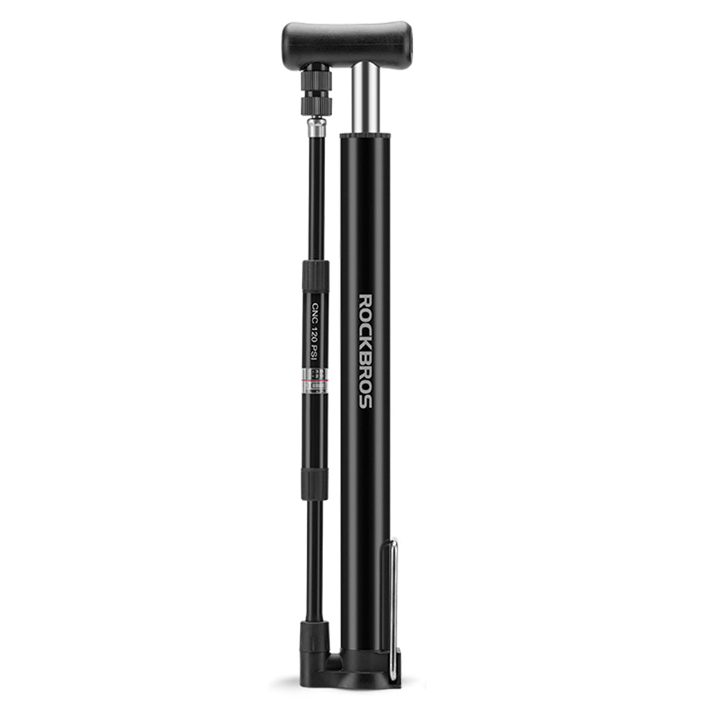 ROCKBROS RY-MP2821 Non-slip Bicycle Pump Portable Mini Floor Pump Inflator with High-Pressure/Barometer for E-bike/Motorcycle